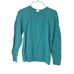 Vintage St Michael Teal Lambswool Sweater Distressed Size SMALL Crewneck Wool